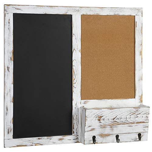 Mygift Whitewashed Wood Entryway Family Command Center Wall Organizer With Chalkboard, Cork Board, Mail And Key Holder #TOP4