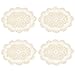 kilofly Crochet Cotton Lace Placemats Doilies 4pc, Oval, Beige, 12 x 17 inch
