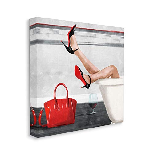Stupell Industries Women's Fashion Bathroom Red Wine Heels Canvas Milli Villa Wall Art, 30x30