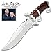 Hibben Darkwood Legacy III Fighter Knife with Mirror Polished Stainless Steel Blade, Brown Hardwood Handle with Mirror Polished Hand Guard, Black Leather Sheath with Belt Loop and Embossed Hibben Logo