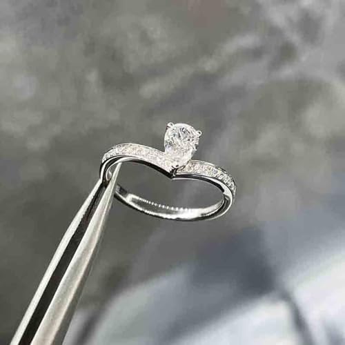 White Gold Plated White Teardrop Cubic Zirconia Engagement Rings Wedding Bridal Band Promise Rings Evening Parties Anniversary Valentine's Day Gifts Eternity Bands for Women3