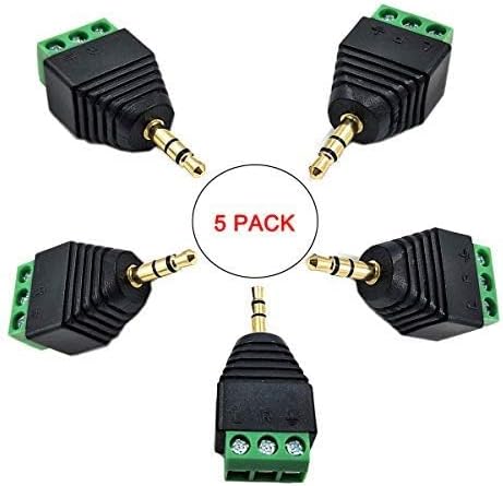 Miniatura 5 de Paquete de 5 conectores de bloque de terminales TRS macho de 18 de pulgada y 0.138 in, conector de audio estéreo de 0.138 in de 3 polos para