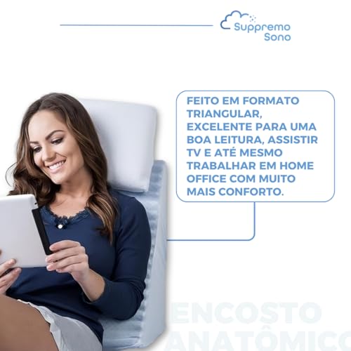 Kit 2 Encosto Anatômico, Triangular, Branco, Leitura, Pós Operatório com Capa Com Zíper (2)