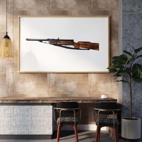 Image of 28 inch Wooden Decoration Gun Rack Wall Mount, Wooden Rifle Wall Mount Holder, Home Decor Display Showpiece Gun, Vintage Gun for Home Decor Only, Safe As Gifts for Men (28 Inch)