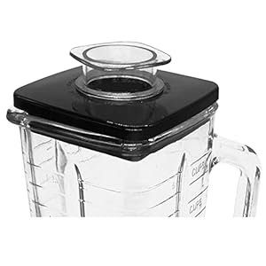 Replacement Blender Square Lid 014357-050-090 and center cap. 4″ diameter, Compatible with all Oster Blender/Chopper 5-Square cup jars (Plastic, 5-cup jar lid)