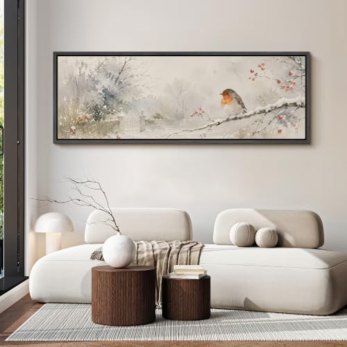 Image of MUDECOR Large Framed Canvas Print Wall Art Robin Bird for Living Room