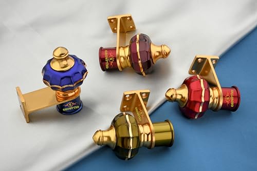 Image of Curtain Bracket Parda Holder Aluminium with Support 1 Inch Rod Pocket Finials Door and Window Rod Support for Window & Door Curtain Fitting (Pack of 1, Wine) (Pack 1, Cherry)
