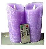 Adoria Large Purple LED Candles -Real Wax Battery Candles with Realistic Dancing Flame -24 Hour...