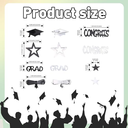 Image of Silver and Black Graduation Confetti 2026, 1000 Pcs Congrats Grad Confetti Class of 2026 Party Table Centerpiece for 2026 Graduation Party Decorations