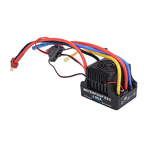 FEYV RC Brushless ESC, 80A, Waterproof, for 1/8 RC Car, Black, Klein