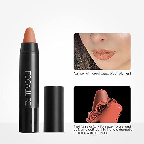 Focallure Ultra Chic Matte Lipstick,Rich Vitamin E Lip Crayon,Lightweight Matte Color Without Drying Or Fading,Long Lasting Waterproof Lips Makeup,Del Rio #TOP5