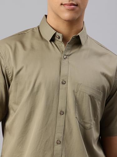 Image of Majestic Man Slim Fit Pure Cotton Half Sleeve Solid Casual Shirt