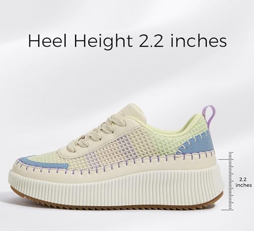 LUCKY STEP Women's Woven Platform Sneakers Tennis,Beige/Blue,10 by LUCKY STEP - Used condition - Image 5