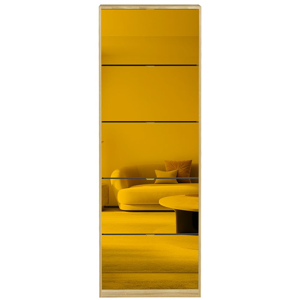 BAKAJI Scarpiera con Ante a Specchio Ribaltabili, Porta Scarpe con Ripiani a Ribalta e Maniglie, Struttura Salvaspazio Design Moderno, Ideale per Soggiorno, Ingresso, Salotto, Ufficio