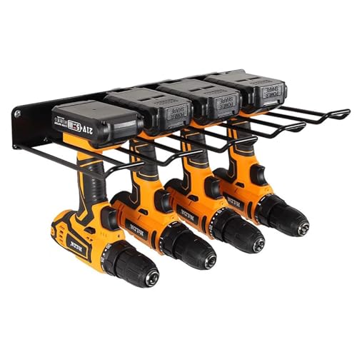 ZOFUN Werkzeugspeicher Aufbewahrung, Werkzeughalter Wand Power Tool Organizer, Werkzeugspeicher Wandhalterung Werkzeugregal 4 Steckplätze Elektrowerkzeug Organizer für Garage, Werkstatt