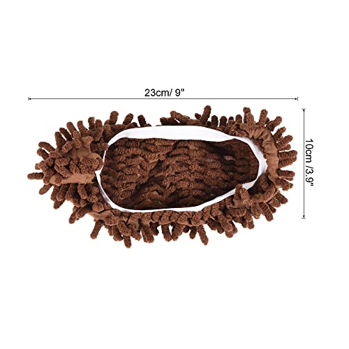 Image of MECCANIXITY Washable Cleaning Shoes Cover Multifunction Chenille Duster Mop Slippers Foot Socks for House Floor, Pack of 6 Brown