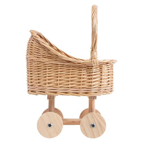 Vintage Woven Rattan Baby Carriage Basket – Handcrafted Wicker Stroller for Baby Shower, Flower Girl Basket, Baby Things, Rustic Home Decor, Photography Props, Floral Arrangements(Middle) by Clavorae - Used condition - Image 8