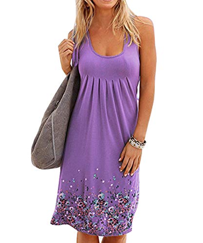 Image of AELSON Womens Summer Casual Sleeveless Mini Printed Vest Dresses