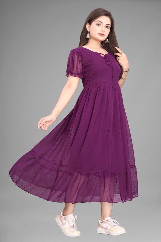 Image of Flower Printed Georgette Maxi Dress for Beautiful Women