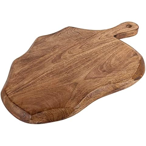 GoCraft Wooden Cutting Board with Handle | Mango Wood Leaf Shape | Chopping, Prep, Serve Board | Charcuterie Platter - 17" x 10.5" Cover