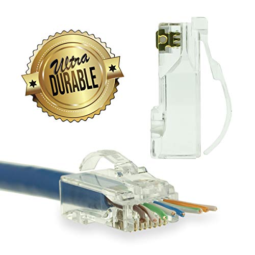 LINKUP - Snagless RJ45 Cat6 UTP Connectors EZ Pass Through Ends | Ethernet Cat 6 8P8C Solid Plug | UTP Gigabit Round Cable Connector | Platinum 50 Mi Gold Plated High Performance | 50 Pack