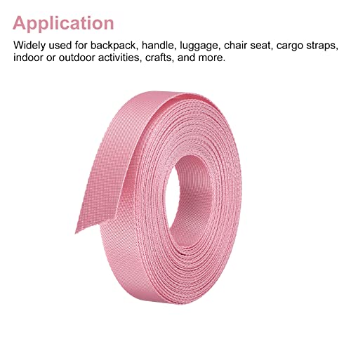 Image of MECCANIXITY Flat Nylon Webbing Strap 1 Inch 15 Yards Pink for Backpack, Cargo Strap, Luggage-rack