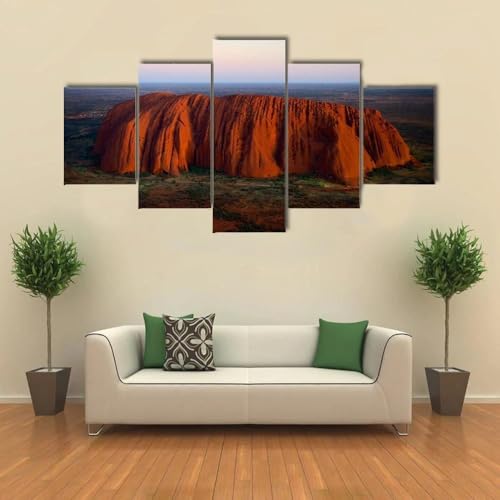 Poster mural decoration murale salon 5 parties tableau rouge 200x100 cm