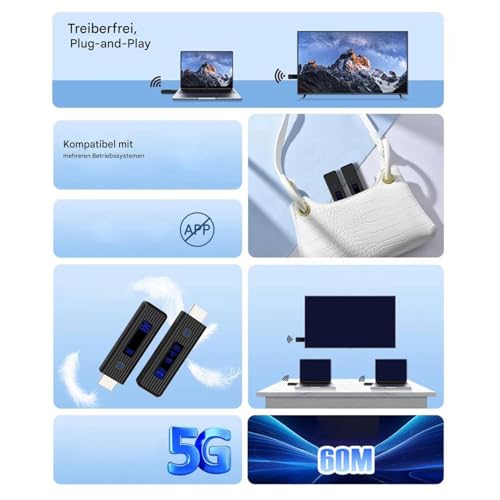 Receptor transmisor inalámbrico portátil para conectar PC a proyector sin cable 7