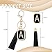 OKAICEN Fashion Cubic Zirconia Crystal Alphabet Initial Letter Keychain Black Tassel Pendant Key Ring for Purse Handbags Women Girl ('A')