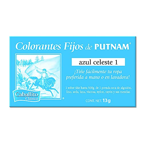 Colorante Para Ropa, Tools Colorantes fijos de PUTNAM, el único Colorante en Polvo para ropa color Azul celeste ¡Revive y cambia el color de tu prenda favorita! Sobre con 13g