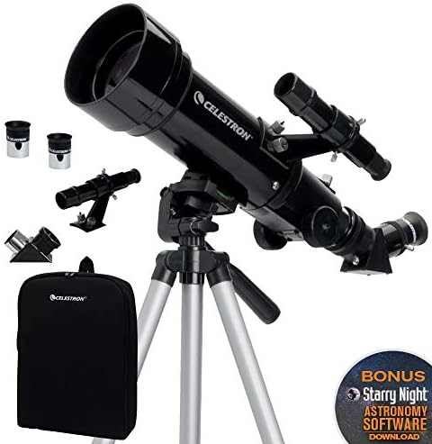 Bild 1 - Celestron 21035-ADS Reiseteleskop 70 Refraktor-Teleskop-Set mit Rucksack, schwarz (exklusiv bei Amazon mit zusätzlichem 4 mm Okular und dreifacher Barlow-Linse)