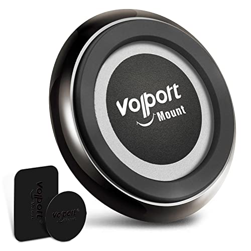 volport Slim Magnetic Mobile Phone Holder for Car Dash, Extra Strong Flat Dashboard Phone Magnetic Car Holder with 3M Sticky Adhesive Round Magnet Mount Thin Metal Plates Stickers Compatible for iPhone 13 Pro Max(1Pack, Noble Black)