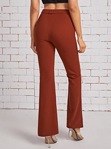 SweatyRocks Women's Casual High Waist Flare Leg Bell Bottom Pants Work Office Trousers2