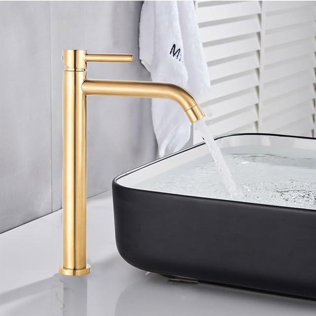 Robinet mitigeur noir et chrome pour lavabo vasque haute de salle de bain