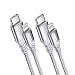 Produktbild ESR USB C Lightning Kabel 1m 2Pack MFi Zertifiziert, Nylon Ladekabel PD Schnellladegerät für iPhone SE 2022/13/13 Pro/13 mini/13 Pro Max/12/11/XR/XS/8 für Typ-C Ladegeräte, Silber