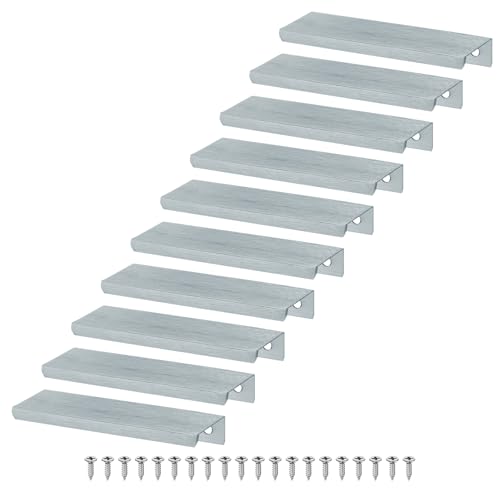 M METERXITY 10-Pack Cabinets Drawers Edge 3.15" Aluminum Tab [Brushed Grey]