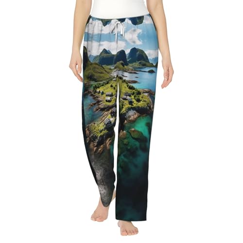 Pantalon de pyjama pour femme à imprimé Norvège idéal pour les soirées cocooning au coin du feu