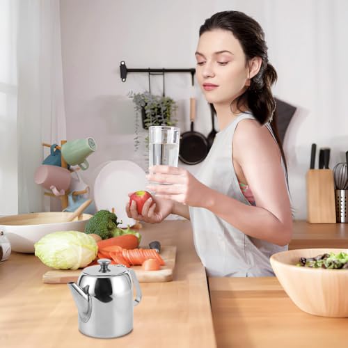 Leopacat Teekanne Edelstahl, Teapot Stainless Steel Tea Kettle Mirror, Edelstahl Teekanne, Langlebiges Kaffeekanne Kaltwasserkrug Wasserkocher Teekessel Teebereiter mit Kurzem Auslauf – Bild 4
