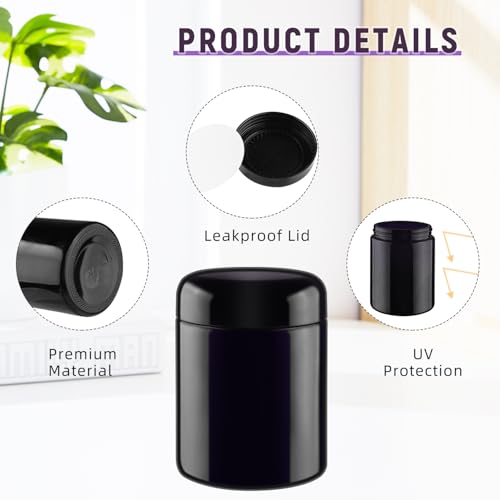 3 Pcs 250ml/8.3oz Black Glass Jars Empty Round Glass Containers for Coffee Powder Slime Makeup Cream Lotion Cosmetic3