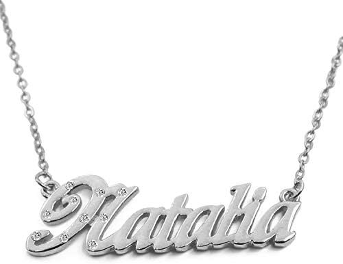 Natalia Name Necklace 18K White Gold 