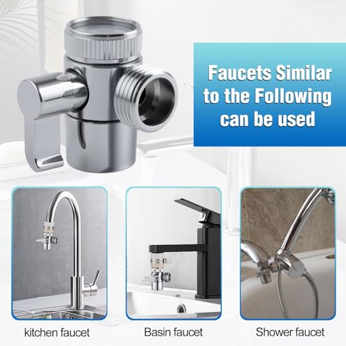 GOLD DEER Faucet Diverter Valve with Aerator 3 Way Diverter Valve for Hand Held Shower Sink Faucet Splitter Swich Faucet Adapter for Kitchen and Bathroom,with 55/64'', 15/16'', G1/2” Adapters by GOLD DEER - Used condition - Image 2