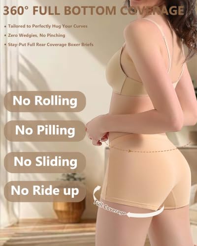 Image of Women's Boyshorts Underwear Cotton, Full Coverage Panties, Womens Boyshort Boxer Briefs Breathable for Women 4 Pack