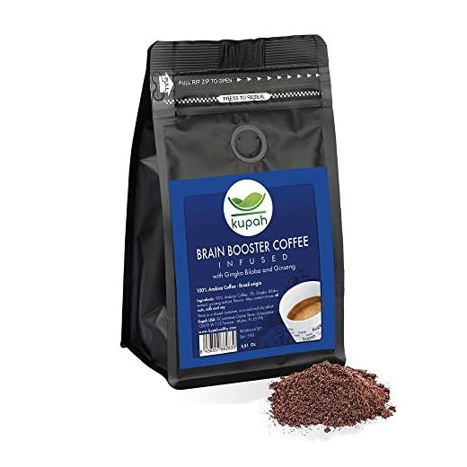Cafe molido natural extra fuerte | Kupah Brain Booster | Cafe molido espresso 250 g | Potencia la concentración | Incrementa el rendimiento | Gingko Biloba y Ginseng | Tostado artesanal