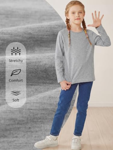 Image of Cooraby 5 Pack Girls Long Sleeve Tees Girls' Soft T-Shirts Kids Basic Crewneck T-Shirts Top for Teen Youth Girls, 2T-16Y