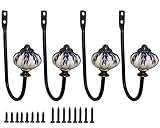 Pumpkin Wall Hooks - 4 Pack Coat Hooks Wall Mounted - Ceramic Pumpkin Decorative Vintage Farmhouse C