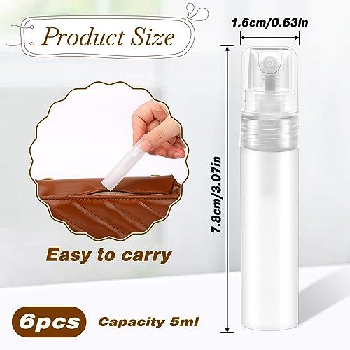 Mozeat Lens 6 PCS 5ml Mini Spray Bottle Plastic Portable Travel Bottle Fine Mist Refillable Mini Perfume Sample Bottles Clear Plastic Spray Bottle Empty for Cleaning Travel Essential Oils4