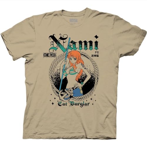 Ripple Junction One Piece Cat Burglar Nami Anime Adult T-Shirt Officially Licensed Large Tan