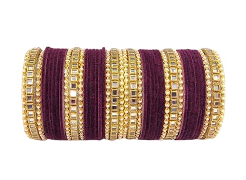 GenericShanaya Trader's Base Metal and Stone Bangle Set for Women (Set of 2)