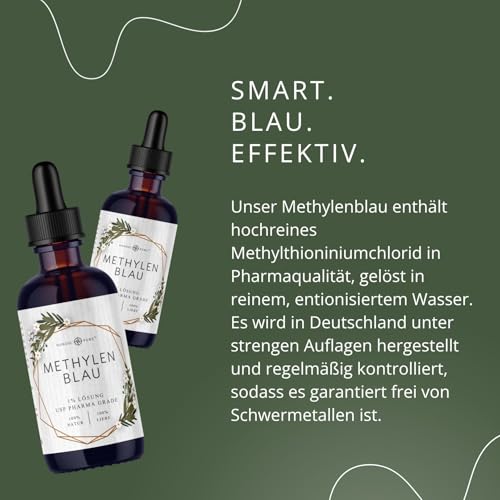 Methylenblau 100ml hochdosierte Tropfen von Nordic Pure | Lösung mit 99,9% Reinheit | Hochdosiert Methylene Blue | Methylene Blau 1% Lösung | Laborgeprüft & in Deutschland hergestellt