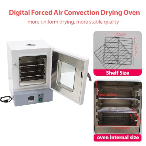 THUXEON 110V Digital Forced Air Convection Drying Oven, Intelligent Temperature Control, a Fan Switch, 0.6KW Power Horizontal Electric Blast Drying Oven for Industrial/Research Institutes
